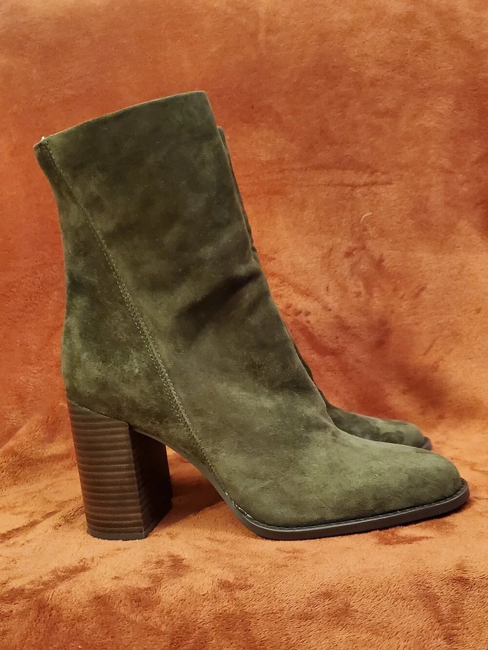 STEVE MADDEN Women's Olive Green Suede Leather Ankle Boots
